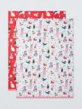 John Lewis Christmas Dogs Cotton Tea Towels, Set of 2, Red/Multi