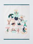 John Lewis 12 Days of Christmas Cotton Tea Towel, Multi