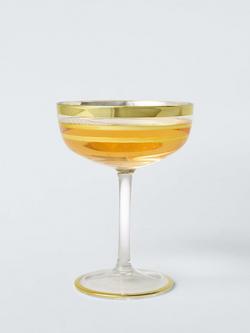 John Lewis Striped Coupe Cocktail Glass, Set of 2, 180ml, Gold - view 2, 