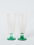 John Lewis Faceted Champagne Glass Flute, Set of 2, 160ml, Green