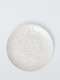 John Lewis Star Debossed Stoneware Serving Plate, 25cm, White, 