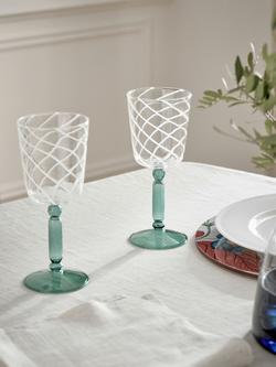 John Lewis X Collagerie Wine Glass, Set of 2, 320ml, Green - view 2, Green