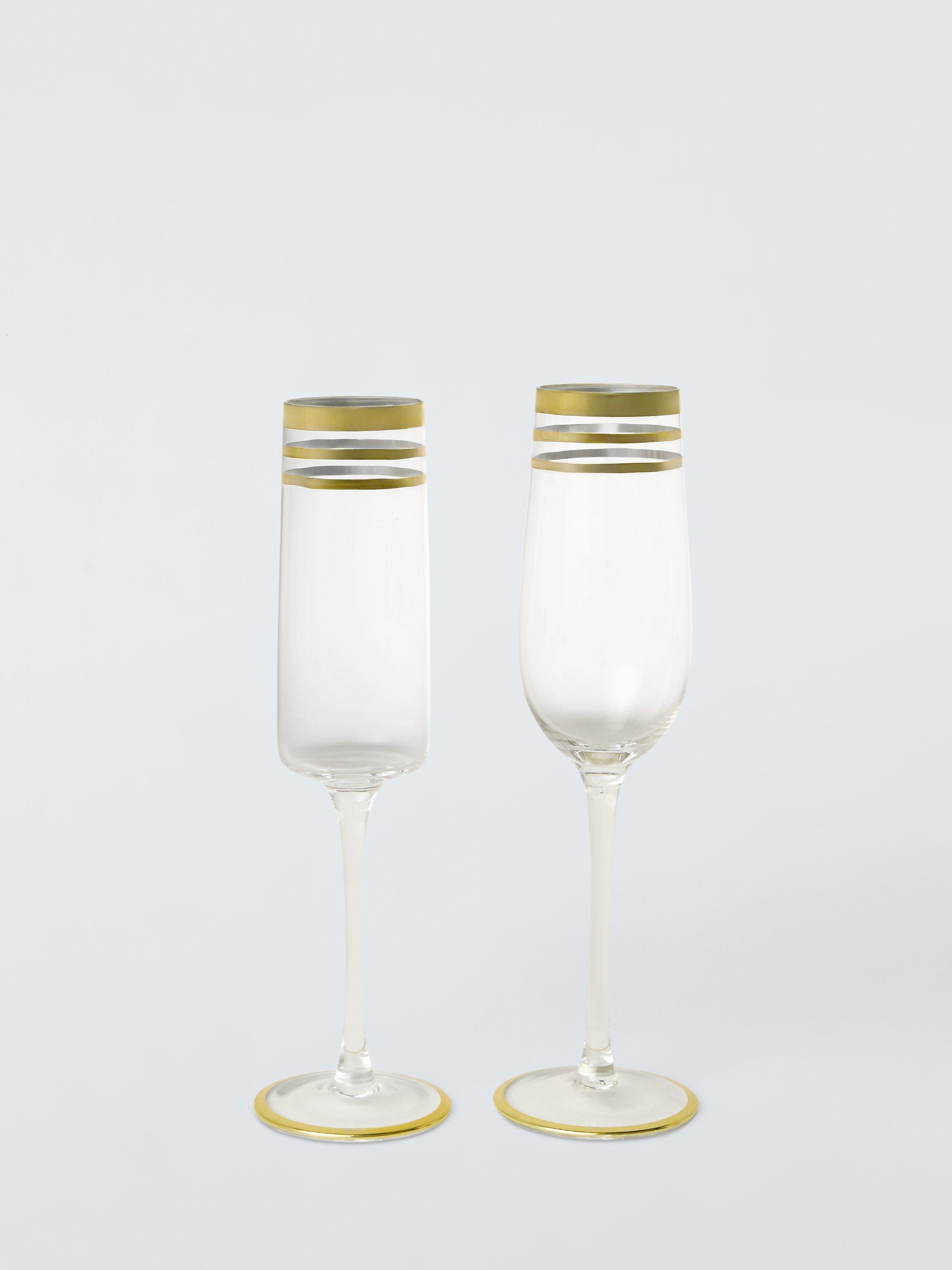 John Lewis Striped Champagne Glass Flute Set of 2 210ml Gold