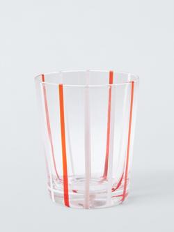 John Lewis Candy Stripe Glass Tumbler, 300ml, Pink