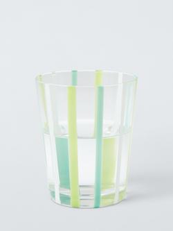 John Lewis Candy Stripe Glass Tumbler, 300ml - view 2, Green