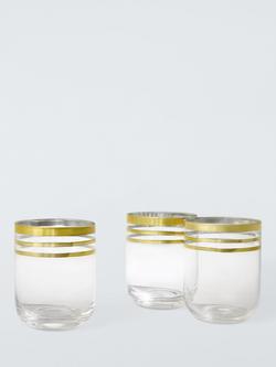 John Lewis Striped Glass Tumbler, Set of 2, 325ml, Gold - view 2, 
