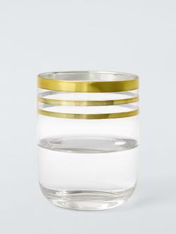 John Lewis Striped Glass Tumbler, Set of 2, 325ml, Gold, 