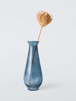 John Lewis Ribbed Glass Carafe, 725ml, Blue, 