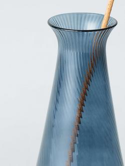 John Lewis Ribbed Glass Carafe, 725ml, Blue - view 2, 