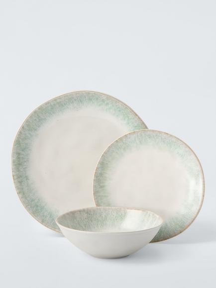 John Lewis Cove Stoneware Dinnerware, 12 Piece, Pale Green - view 2, Pale Green