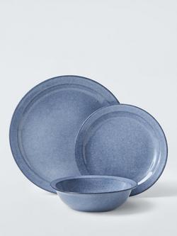 John Lewis Etta Stoneware Dinnerware Set, 12 Piece, Blue - view 2, 