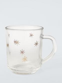 John Lewis Etched Star Mulled Wine Glass Mug, 195ml, Gold/Clear, Gold