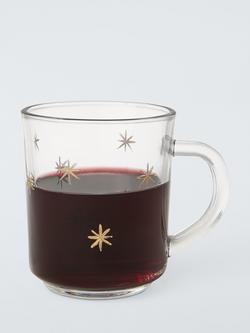 John Lewis Etched Star Mulled Wine Glass Mug, 195ml, Gold/Clear - view 2, Gold