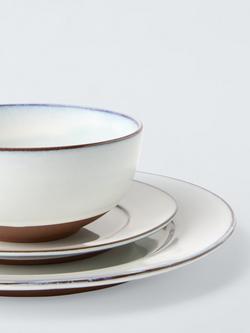 John Lewis Ren Stoneware Dinnerware Set, 12 Piece, Cloud - view 2, Blue Mix