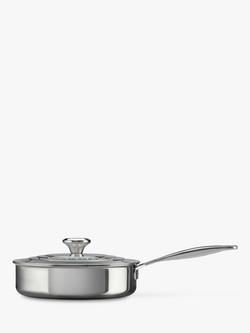Le Creuset 3-Ply Stainless Steel Sauté Pan with Lid, 24cm - view 2, Stainless Steel