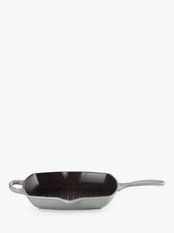 Le Creuset Cast Iron Signature Square Grillit, 26cm - view 2, Mist Grey