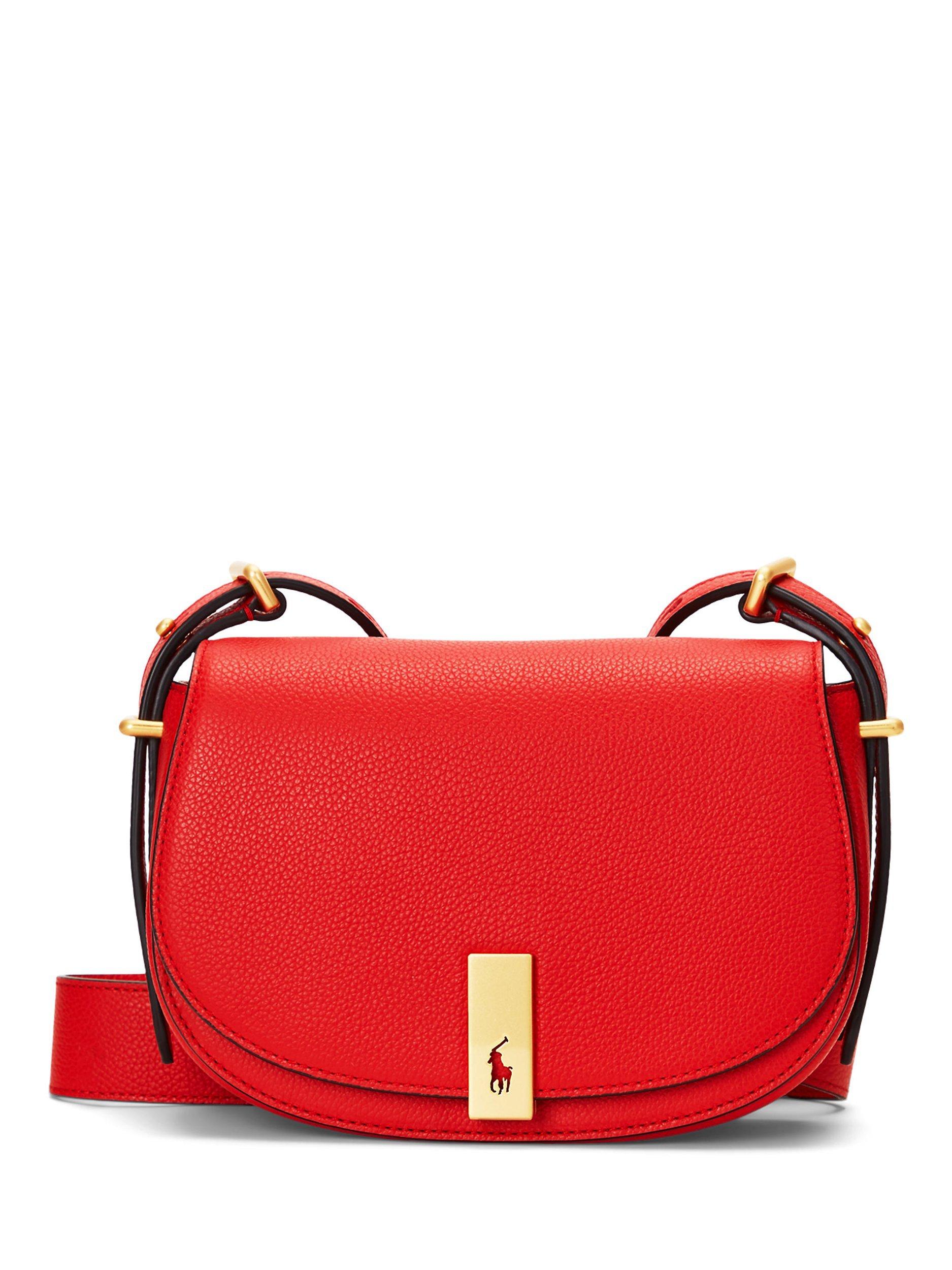 Polo Ralph Lauren ID Leather Cross Body Bag Ruby Red