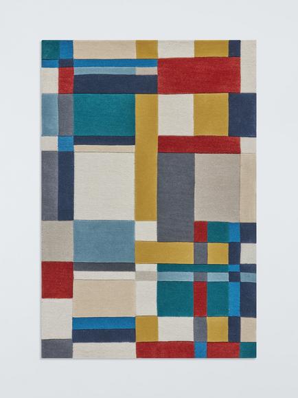 John Lewis Axel Colour Block Hand Tufted Pure Wool Rug, Blue/Multi, Blue/Multi