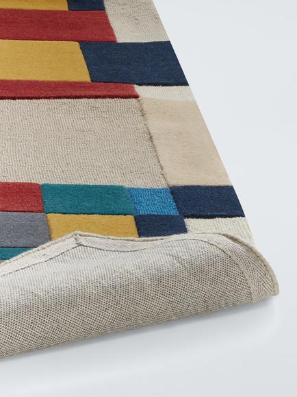John Lewis Axel Colour Block Hand Tufted Pure Wool Rug, Blue/Multi - view 2, Blue/Multi
