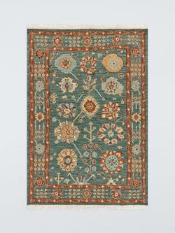 John Lewis Sumak Suzani Hand Knotted Floral Wool Rich Rug, Peacock/Multi
