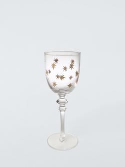 John Lewis Etched Star Wine Glass, 180ml, Gold/Clear, Gold