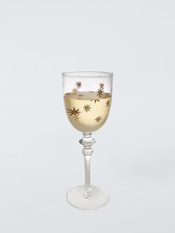 John Lewis Etched Star Wine Glass, 180ml, Gold/Clear - view 2, Gold
