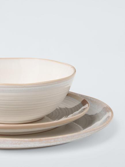 John Lewis Skye Reactive Glaze Stoneware Dinnerware Set, 12 Piece, Off White - view 2, 