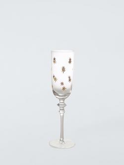John Lewis Etched Star Glass Champagne Flute, 365ml, Gold/Clear, Gold