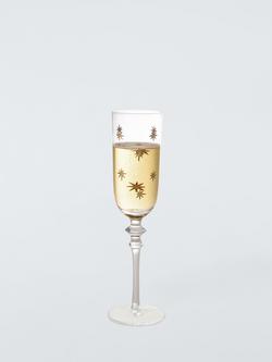 John Lewis Etched Star Glass Champagne Flute, 365ml, Gold/Clear - view 2, Gold