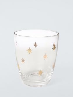 John Lewis Etched Star Glass Tumbler, 365ml, Gold/Clear, Gold