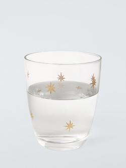 John Lewis Etched Star Glass Tumbler, 365ml, Gold/Clear - view 2, Gold