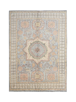 Gooch Luxury Hand Knotted Kashan Style Rug, Natural/Multi