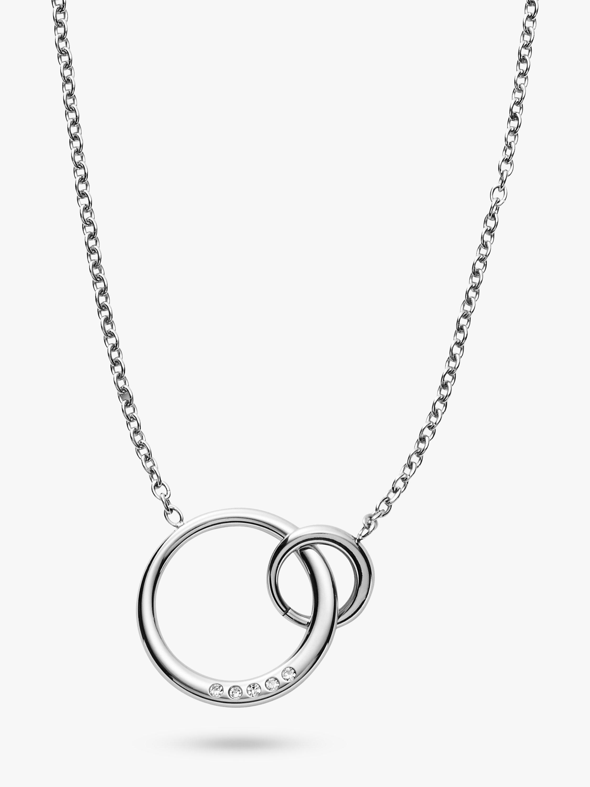 Product image 1 of 1, which shows Skagen Crystal Interlocking Circle Pendant Necklace, Silver