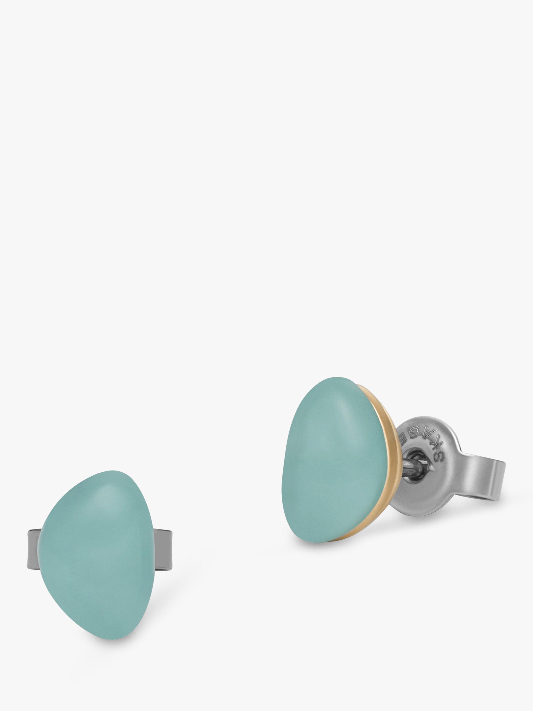 Skagen Glass Stud Earrings, Gold