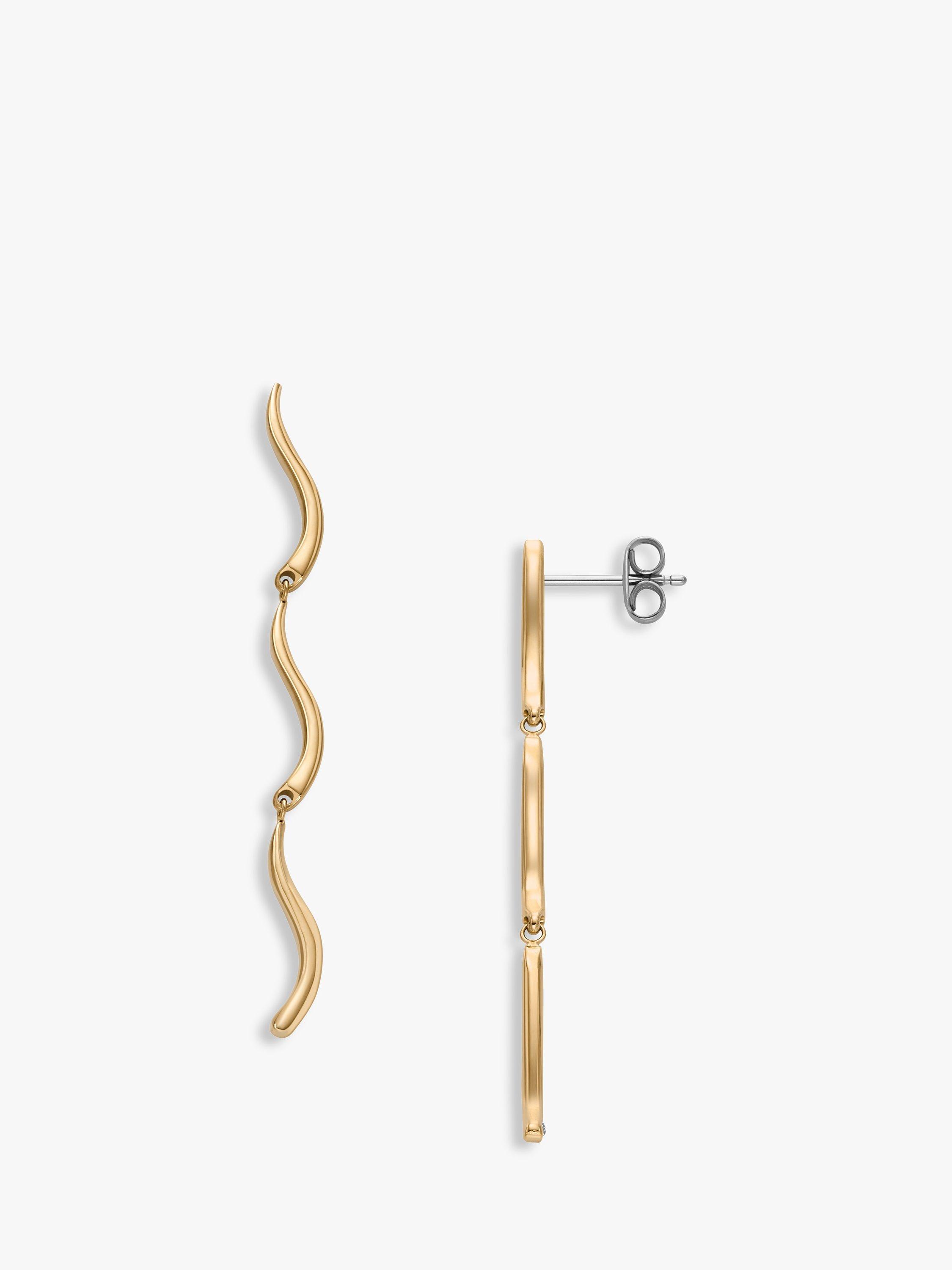 Skagen Wave Drop Earrings, Gold