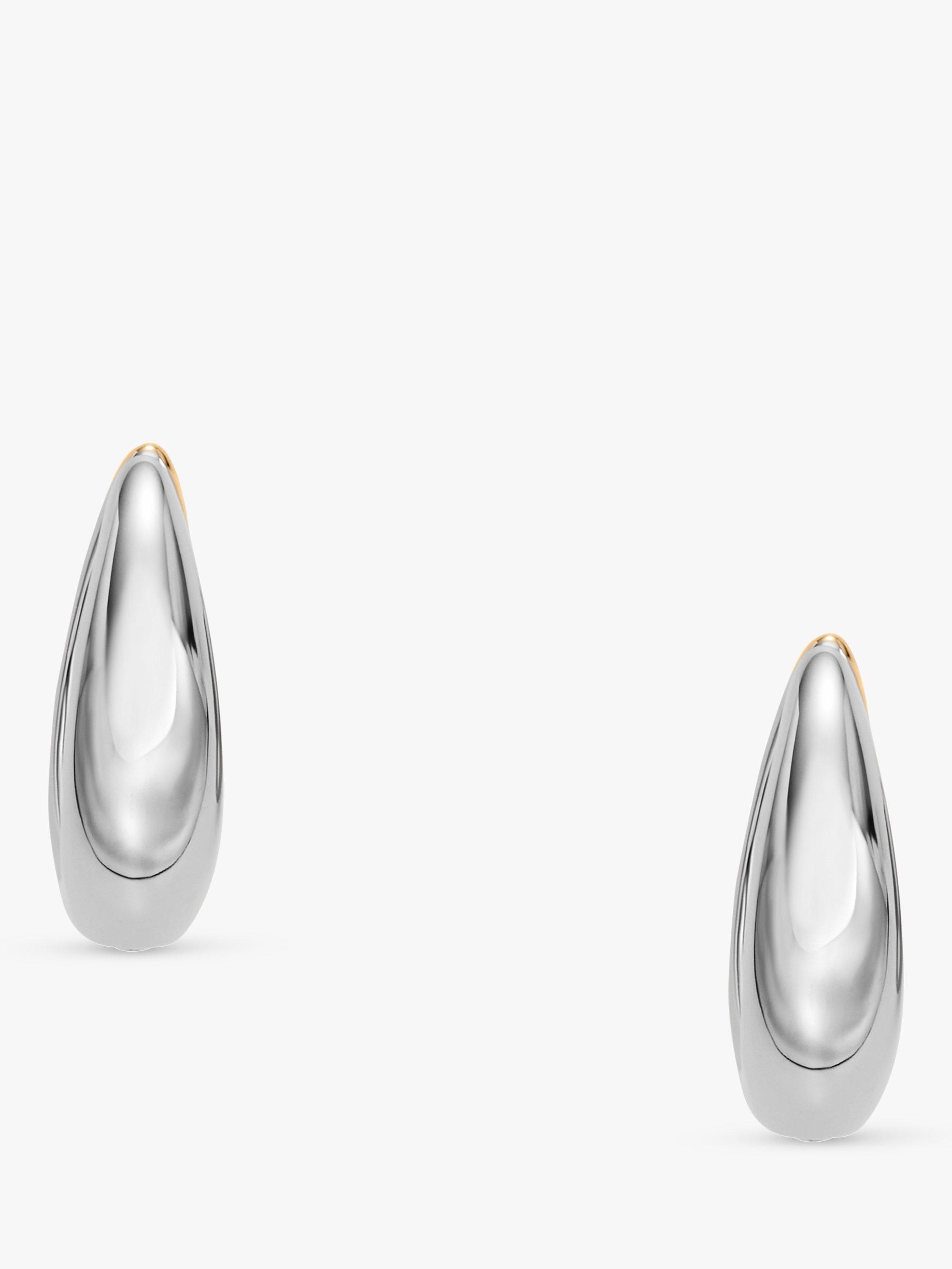 Product image 4 of 7, which shows Skagen Linear Hoop Earrings, Gold/Silver