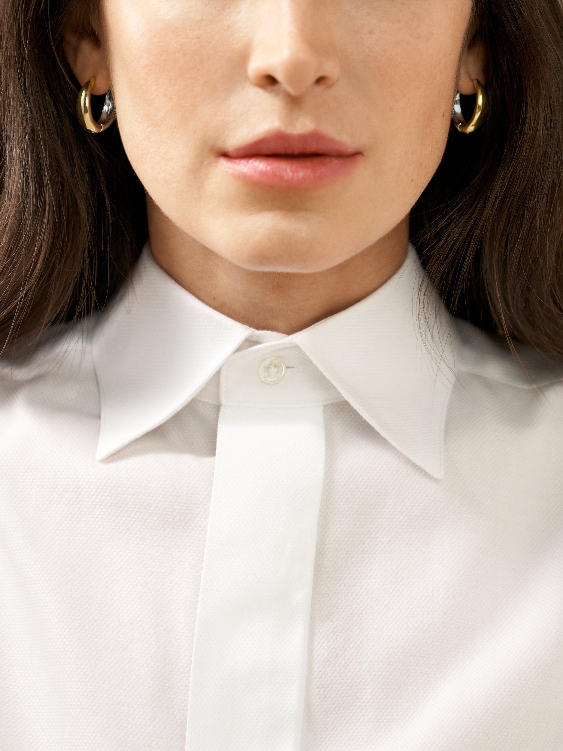 Product image 5 of 7, which shows Skagen Linear Hoop Earrings, Gold/Silver