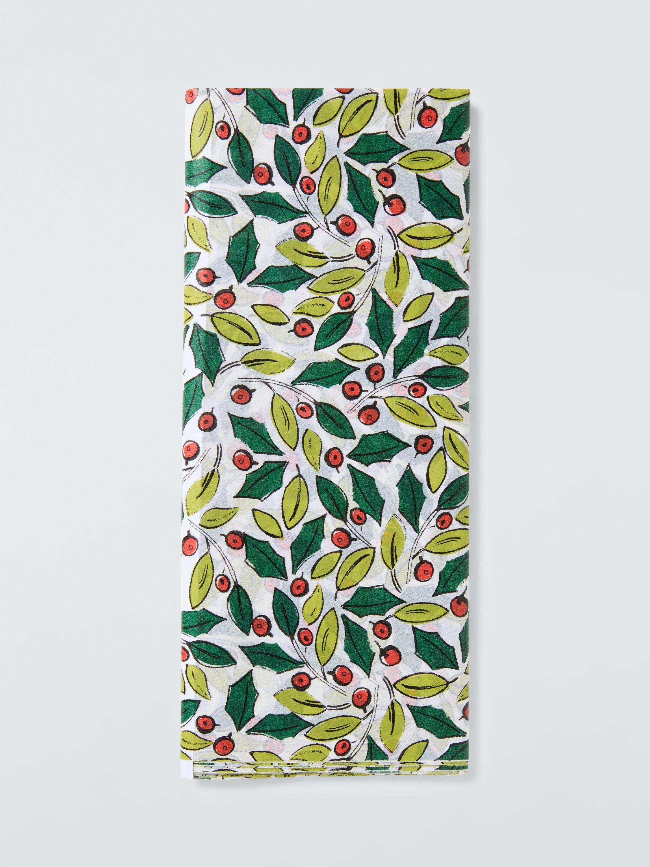 John Lewis Sugar & Spice Mistletoe and Holly Tissue Paper, 10 Sheets