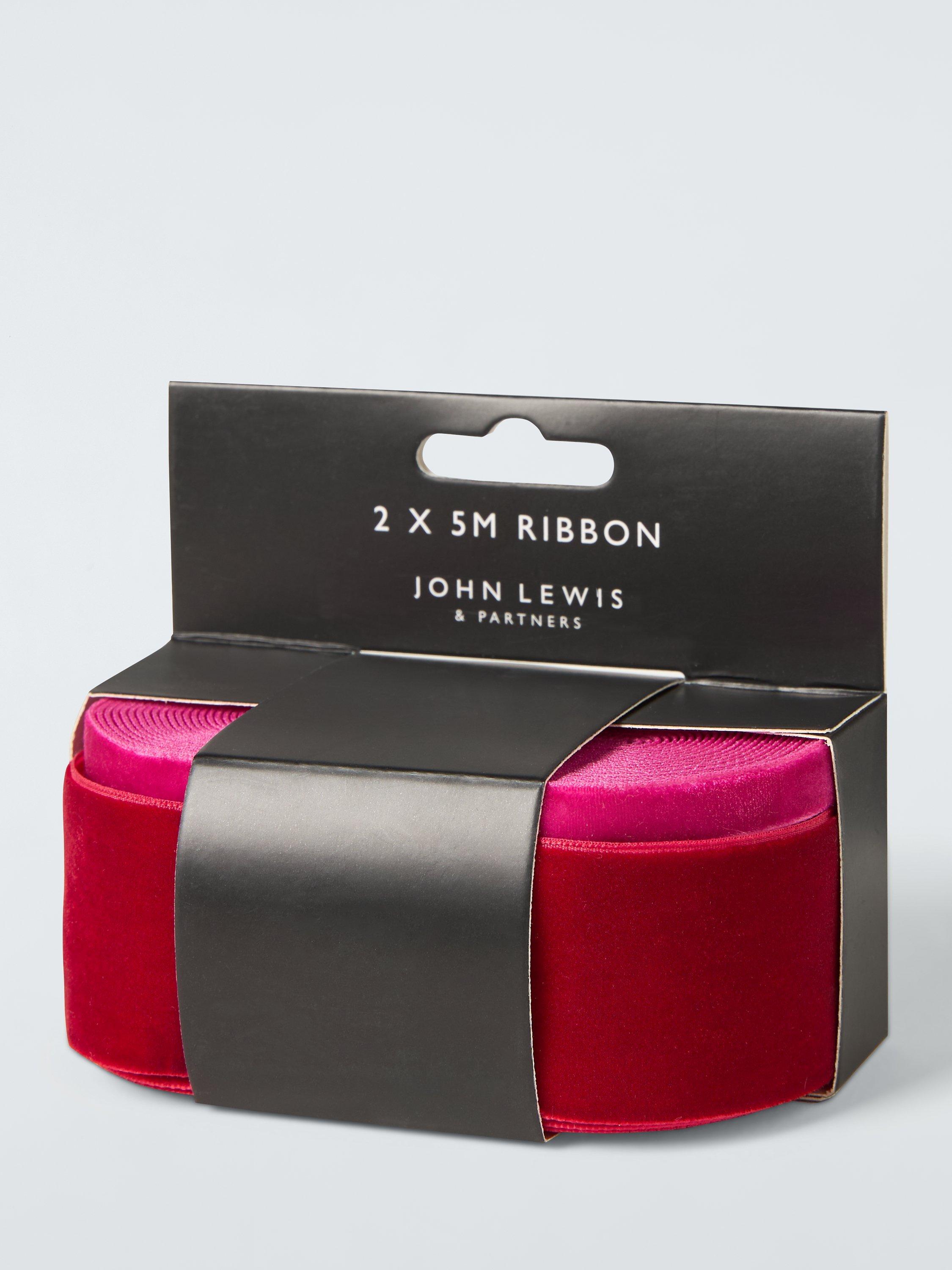 John Lewis Sugar Spice Velvet Gift Ribbon 2x 5m Red