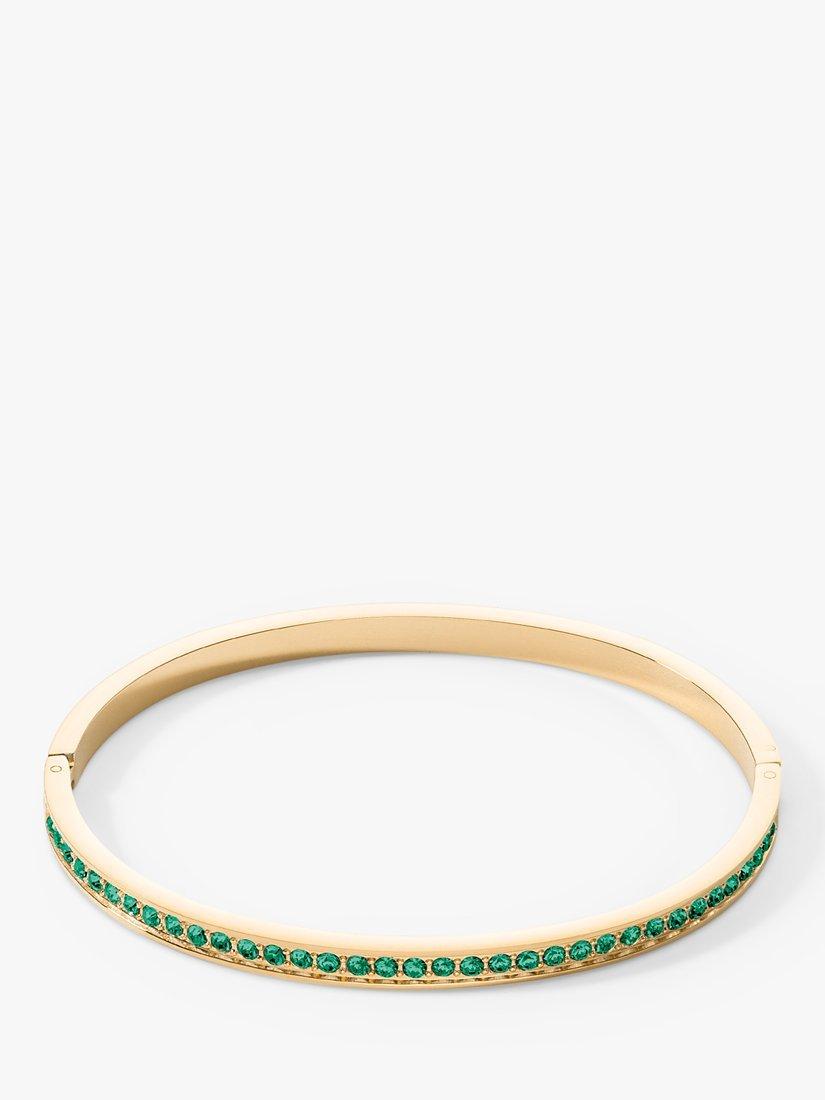 Product image 1 of 2, which shows COEUR DE LION Crystal Folding Clasp Bracelet, Dark Green/Gold