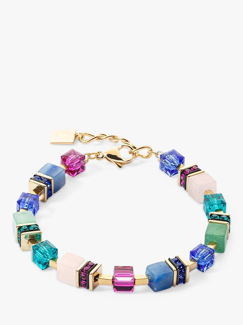 COEUR DE LION Cube Bead Bracelet, Gold/Multi