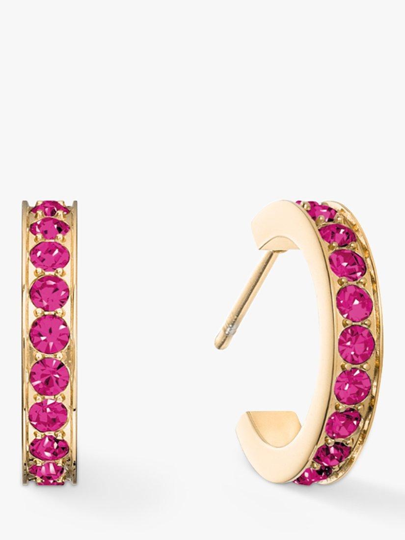 COEUR DE LION Crystal Hoop Earrings, Pink/Gold