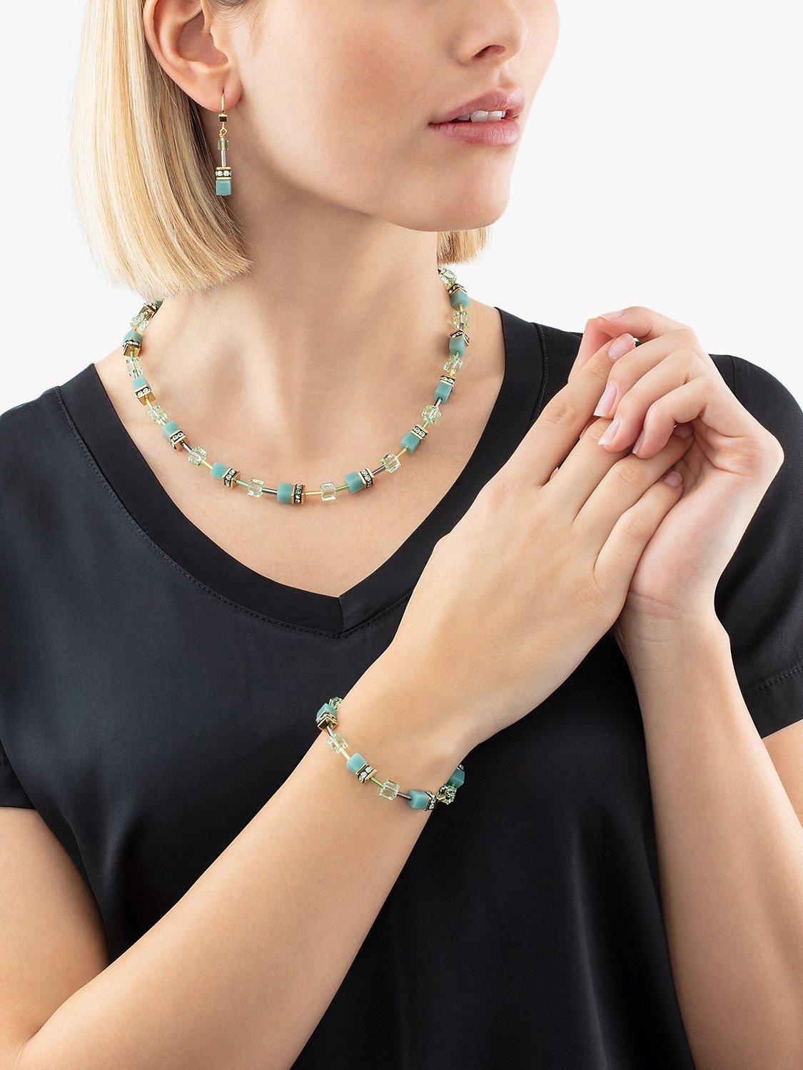 Product image 2 of 2, which shows COEUR DE LION Swarovski Crystal Drop Earrings, Soft Green