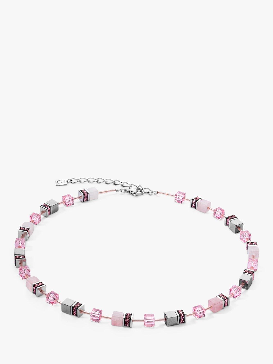 COEUR DE LION GeoCUBE® Iconic Precious Necklace, Silver/Rose