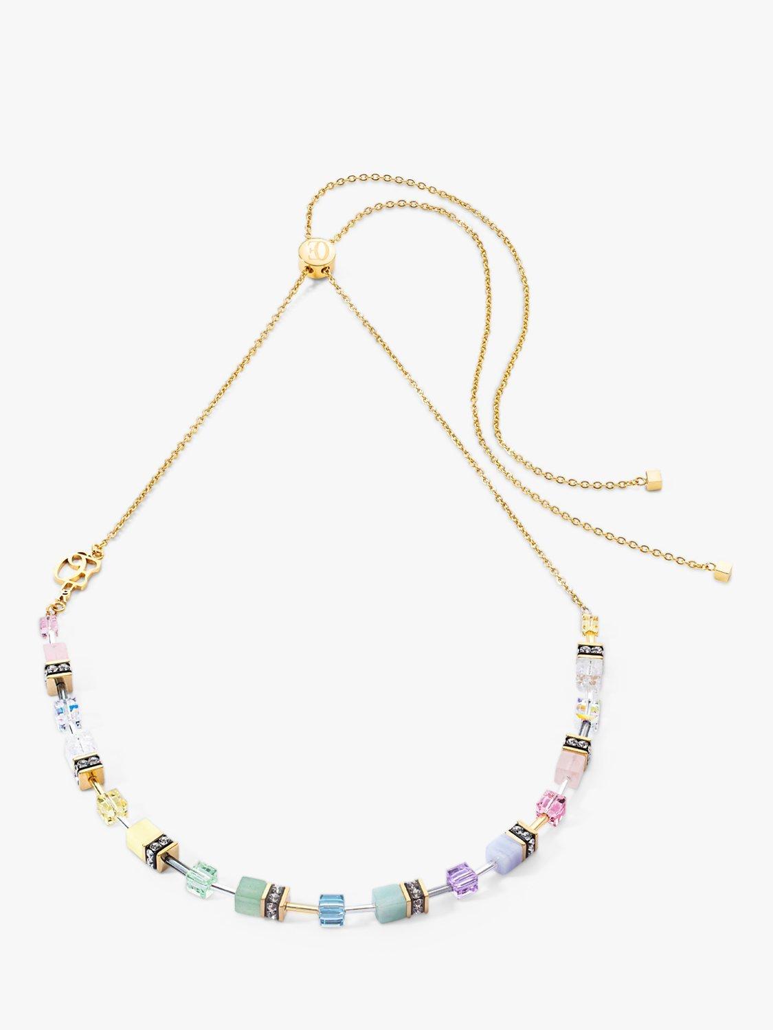 Product image 1 of 2, which shows COEUR DE LION GeoCUBE® Iconic Nature Pastel Chain Necklace, Gold/Multi