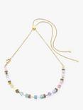 COEUR DE LION GeoCUBE® Iconic Nature Pastel Chain Necklace, Gold/Multi