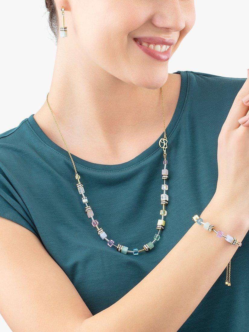 Product image 2 of 2, which shows COEUR DE LION GeoCUBE® Iconic Nature Pastel Chain Necklace, Gold/Multi