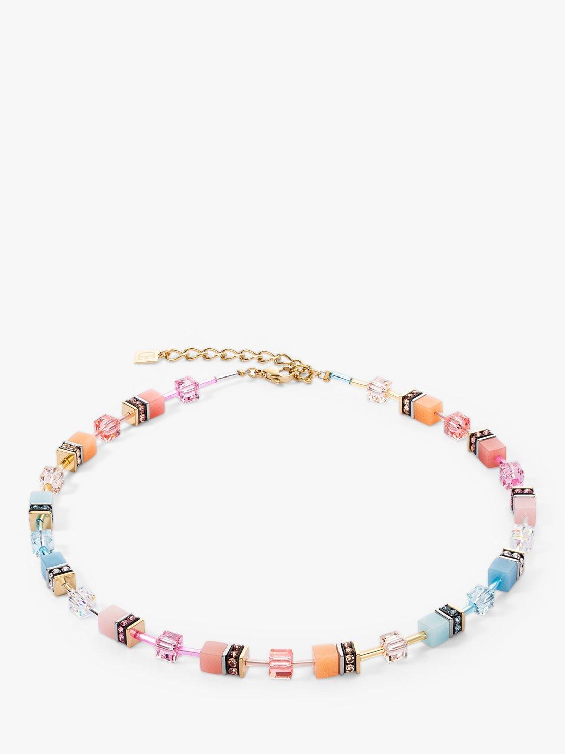 Product image 1 of 2, which shows COEUR DE LION GeoCUBE® Iconic Precious Necklace, Gold/Multi
