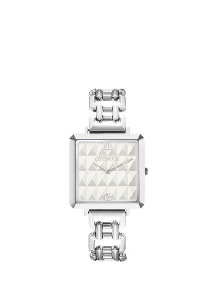 COEUR DE LION 7660/74-1717 Women's Square Bracelet Strap Watch, Silver/White, Silver/White