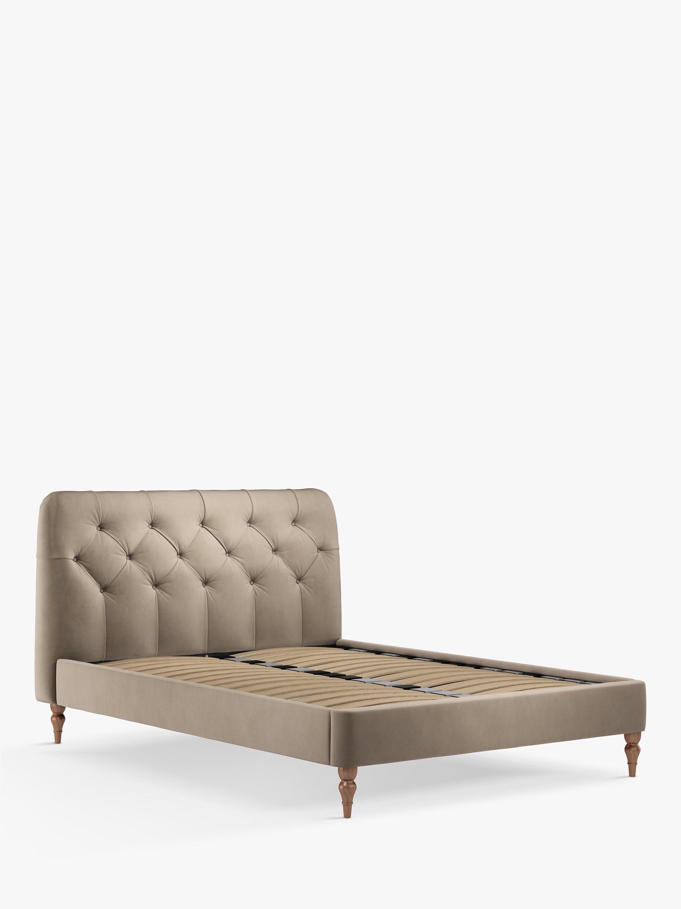 John Lewis Button Back Upholstered Bed Frame, Double, Deep Velvet Biscuit